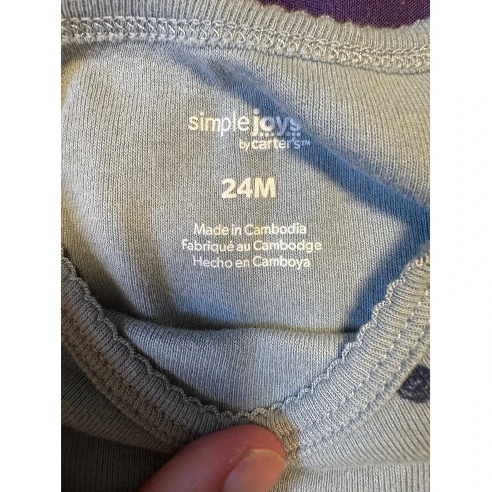 Carters Simple Joys Baby Bodysuit Set 2pk Blue Polka Dot Ivory Horse 24M